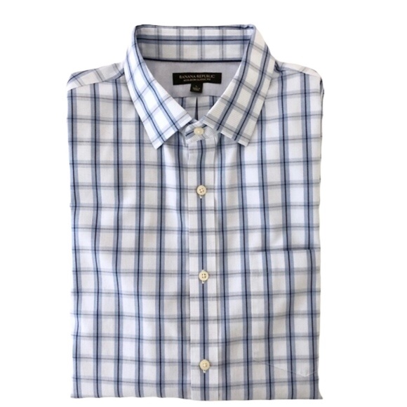 Banana Republic Blue & Gray Classic Fit Non Iron Shirt L - Picture 4 of 4